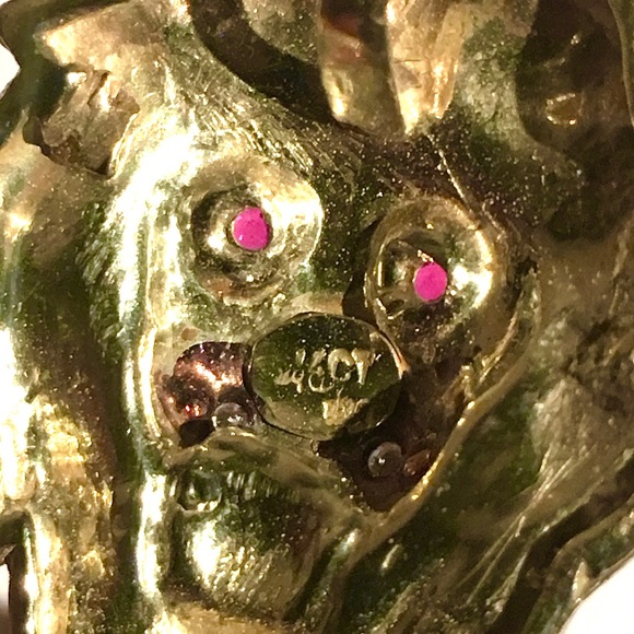 OOAK 14K NATURAL DIAMOND RUBY LARGE BLACK DIAMOND MALE LION PENDANT - Picture 3 of 4